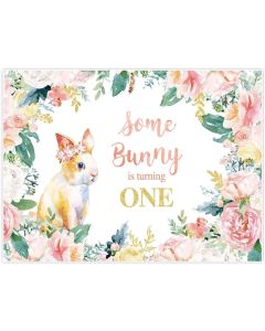 Allenjoy 8x6ft Some Bunny is Turning One Backdrop Supplies for Floral Spring Easter Girls 1st Birthday Party Decorations Hare Photography Background Studio Portrait Pictures Photoshoot Props Favors
