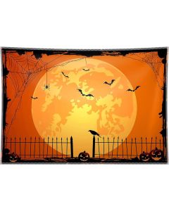 Allenjoy 10x8ft Fabric Orange Halloween Photo Backdrop for Parties Large Pumpkin Patch Moon Picture Photography Background Kids Wall Banner Photobooth Witch Haunted House Decorations Festival Tapestry