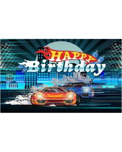 Allenjoy Racing Drift Theme Party Backdrop Sports Car Night View City Memorial Friends or Children Birthday Family Gathering Streamlined Dynamic Lines
