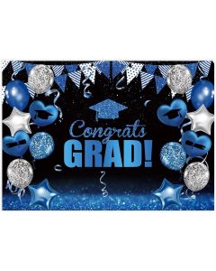 Allenjoy 82" x 59" Blue Graduation Party Decorations Backdrop for School Photography Congratulations Congrats Grad Class of 2023 Prom Supplies Banner Photoshoot Photo Studio Props Favors Background