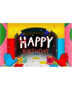 Allenjoy Video Game Happy Birthday Backdrop Colorful Cartoon Children Party Banner Decorations Supplies Photography Background Cake Table Decor Supply Photo Booth Studio Prop