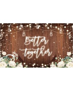 Allenjoy Better Together Backdrop Bridal Shower Wedding White Floral Theme Party Decorations Rustic Wood Flowers Banner Photography Background Photobooth Supplies
