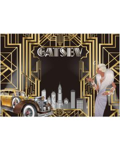 Allenjoy 7x5ft Vinyl Gatsby Themed Backdrop for Celebration Retro Roaring 20's 20s Party Art Decor Happy 1st Birthday Wedding Decoration Pictures Background Supplies Photo Booth Prop
